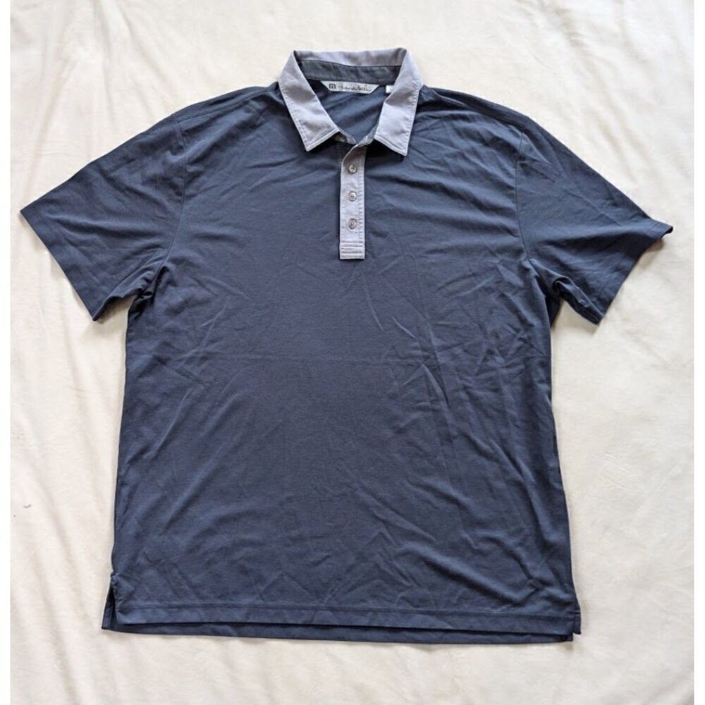 Travis Mathew Men's Polo Golf Contrast Collar XXL Blue Performance